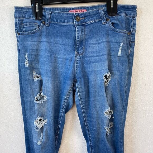 Wax Jean, Butt I Love You Distressed Denim Jegging Pants Size 13 EUC - Picture 4 of 7